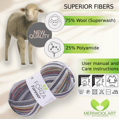 FORZA FOREVER 2701 WOOL SOCK YARN 100g 420