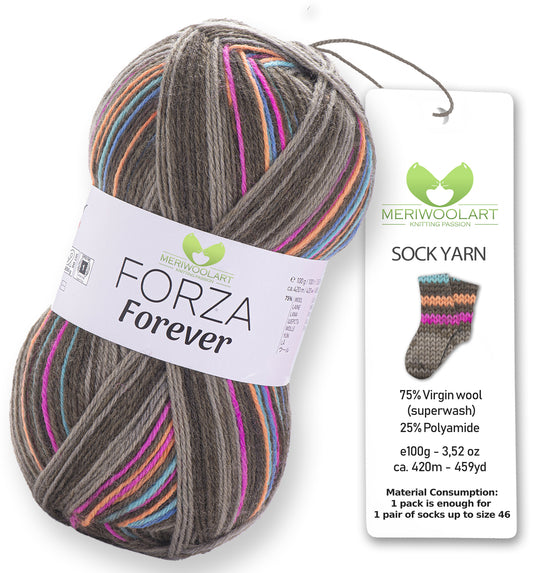 FORZA FOREVER 2702 WOOL SOCK YARN 100g 420