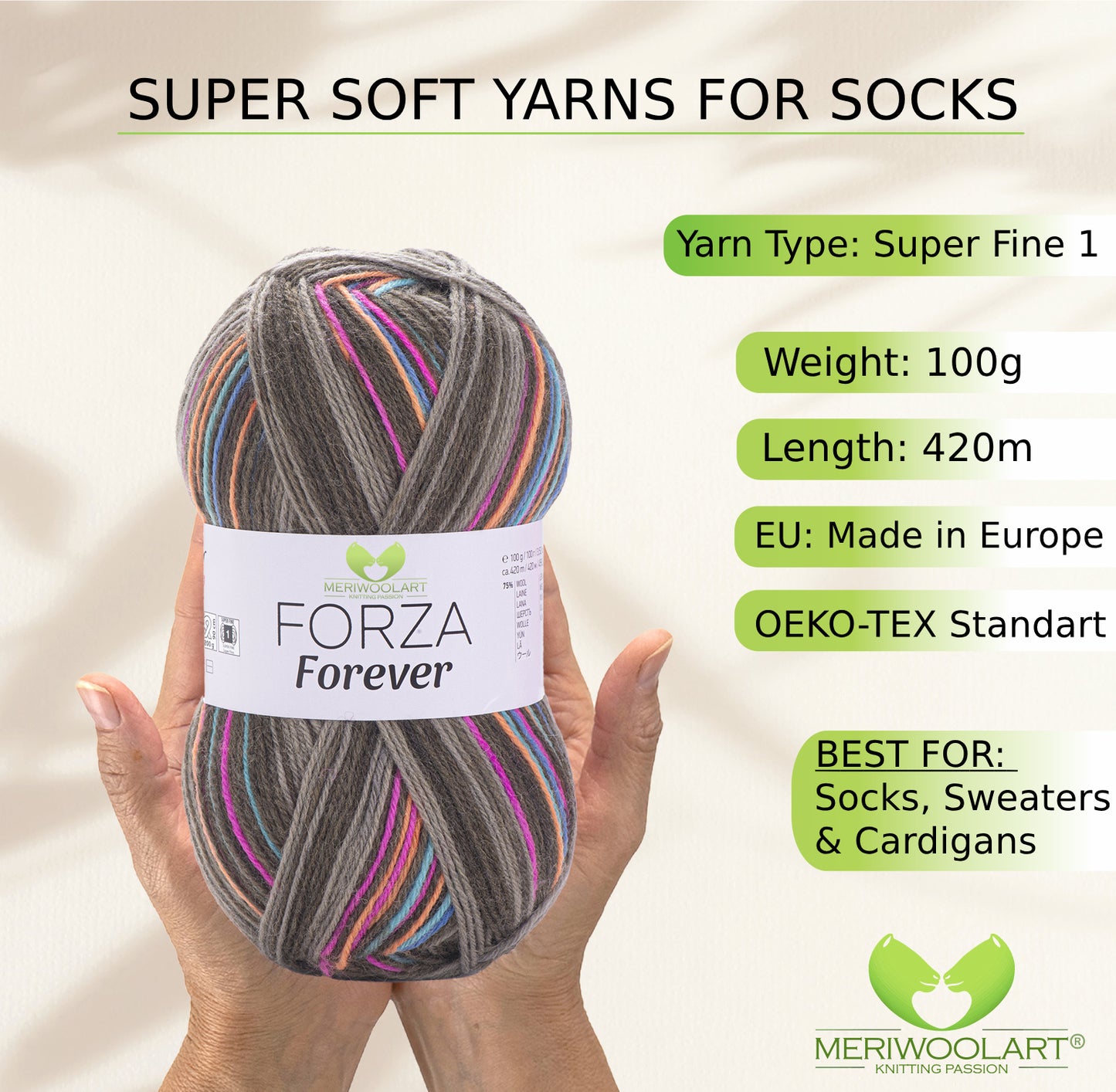 FORZA FOREVER 2702 WOOL SOCK YARN 100g 420