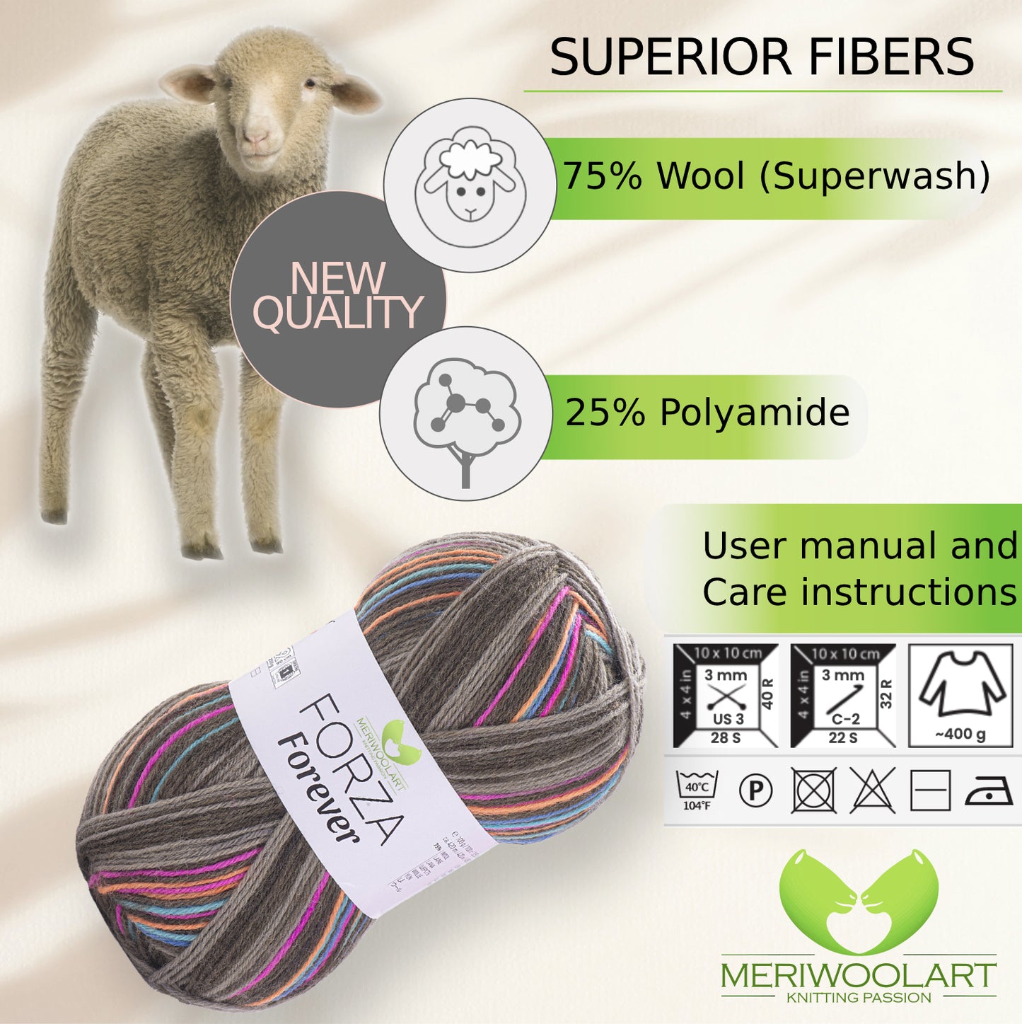 FORZA FOREVER 2702 WOOL SOCK YARN 100g 420