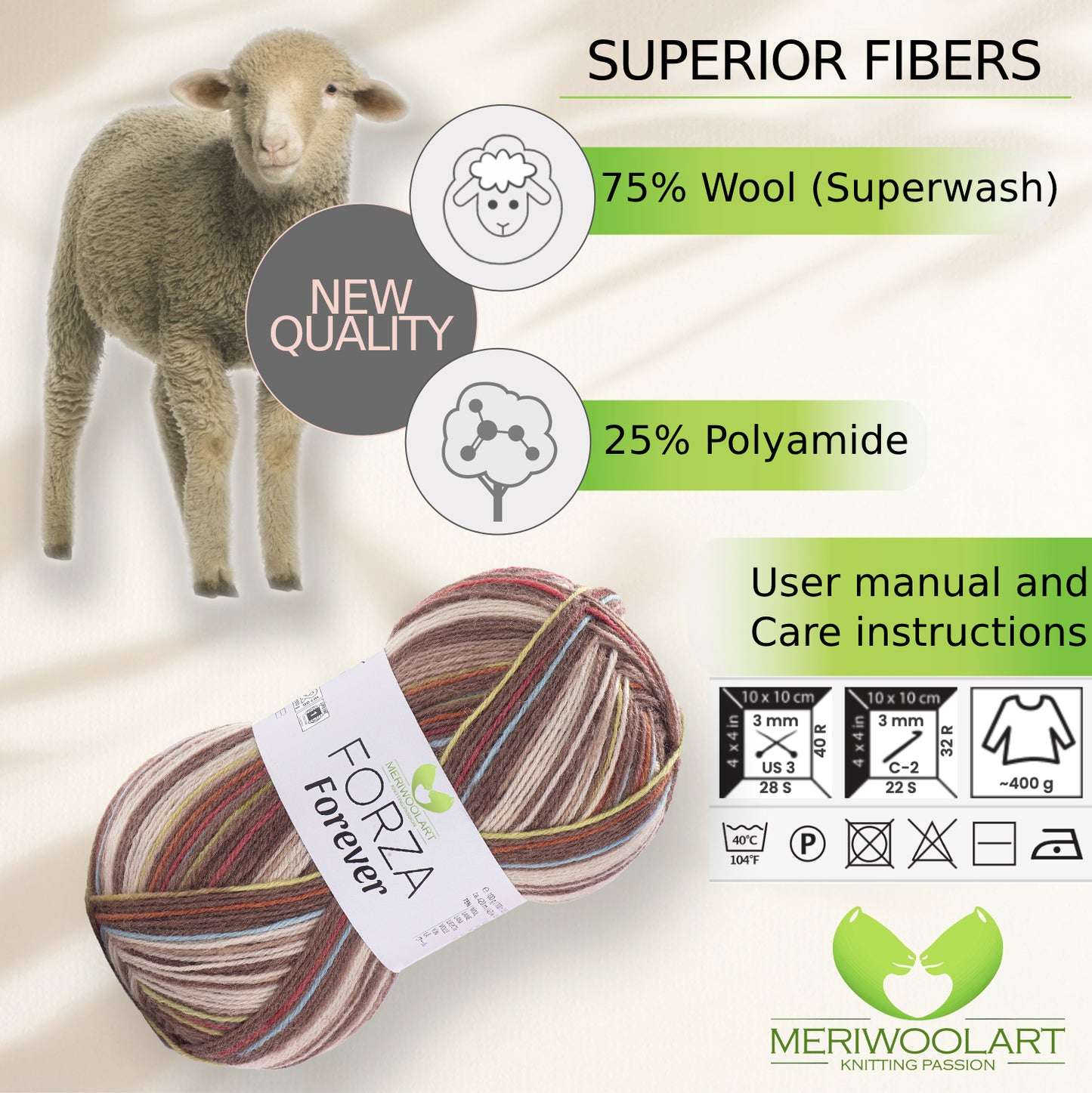 FORZA FOREVER 2703 WOOL SOCK YARN 100g 420