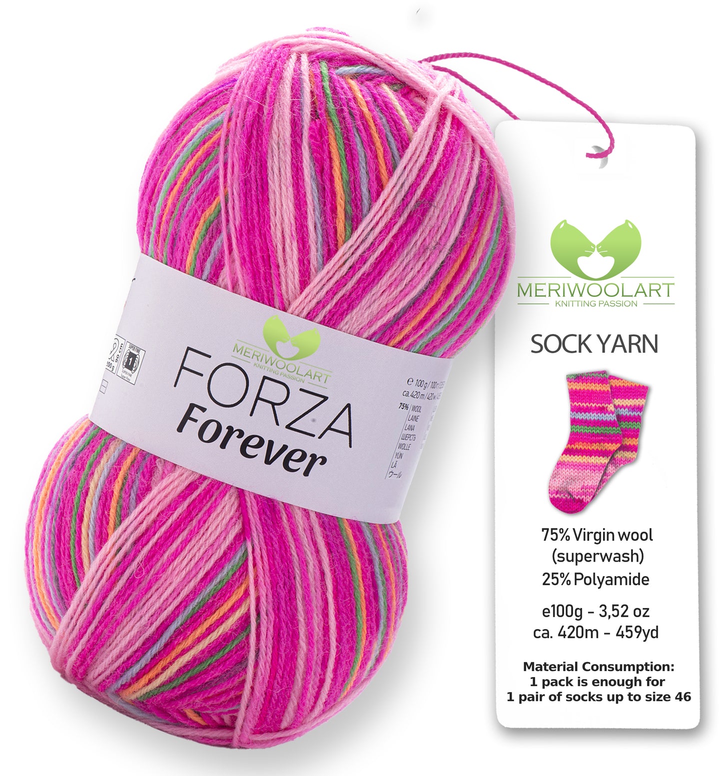 FORZA FOREVER 2707 WOOL SOCK YARN 100g 420