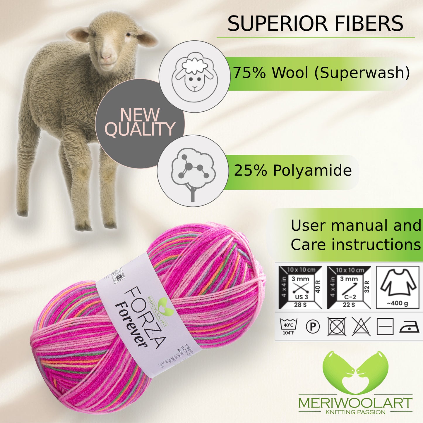 FORZA FOREVER 2707 WOOL SOCK YARN 100g 420