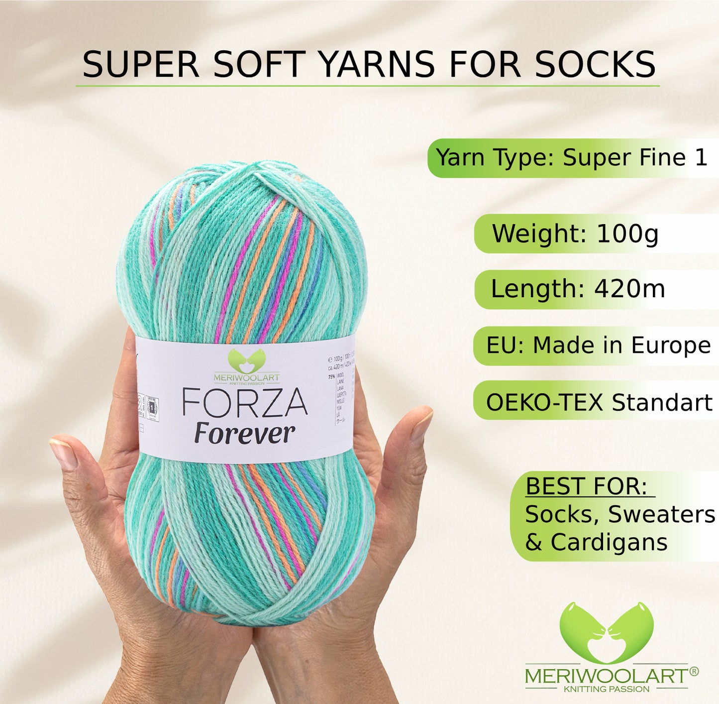 FIL À CHAUSSETTES EN LAINE FORZA 2611 100 g 420