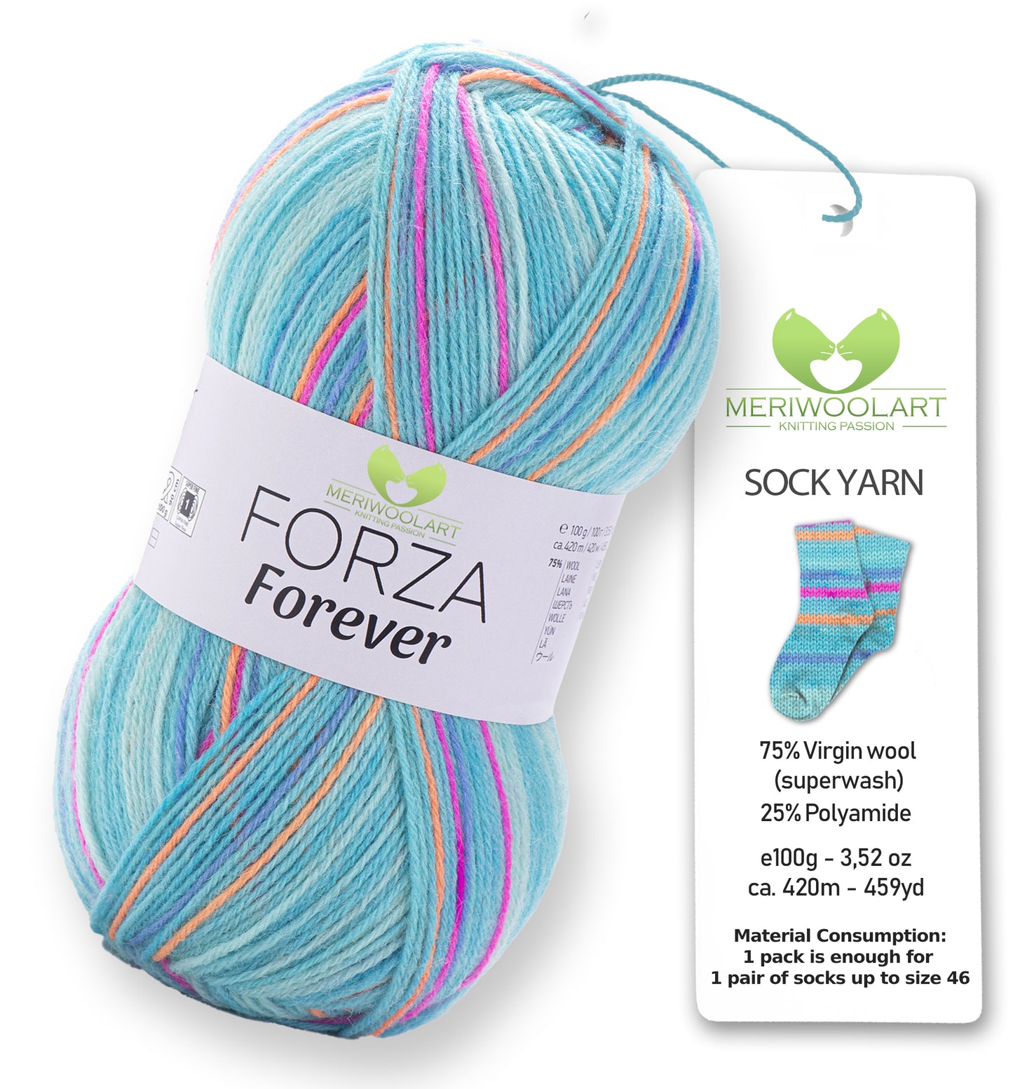 FORZA FOREVER 2711 WOOL SOCK YARN 100g 420
