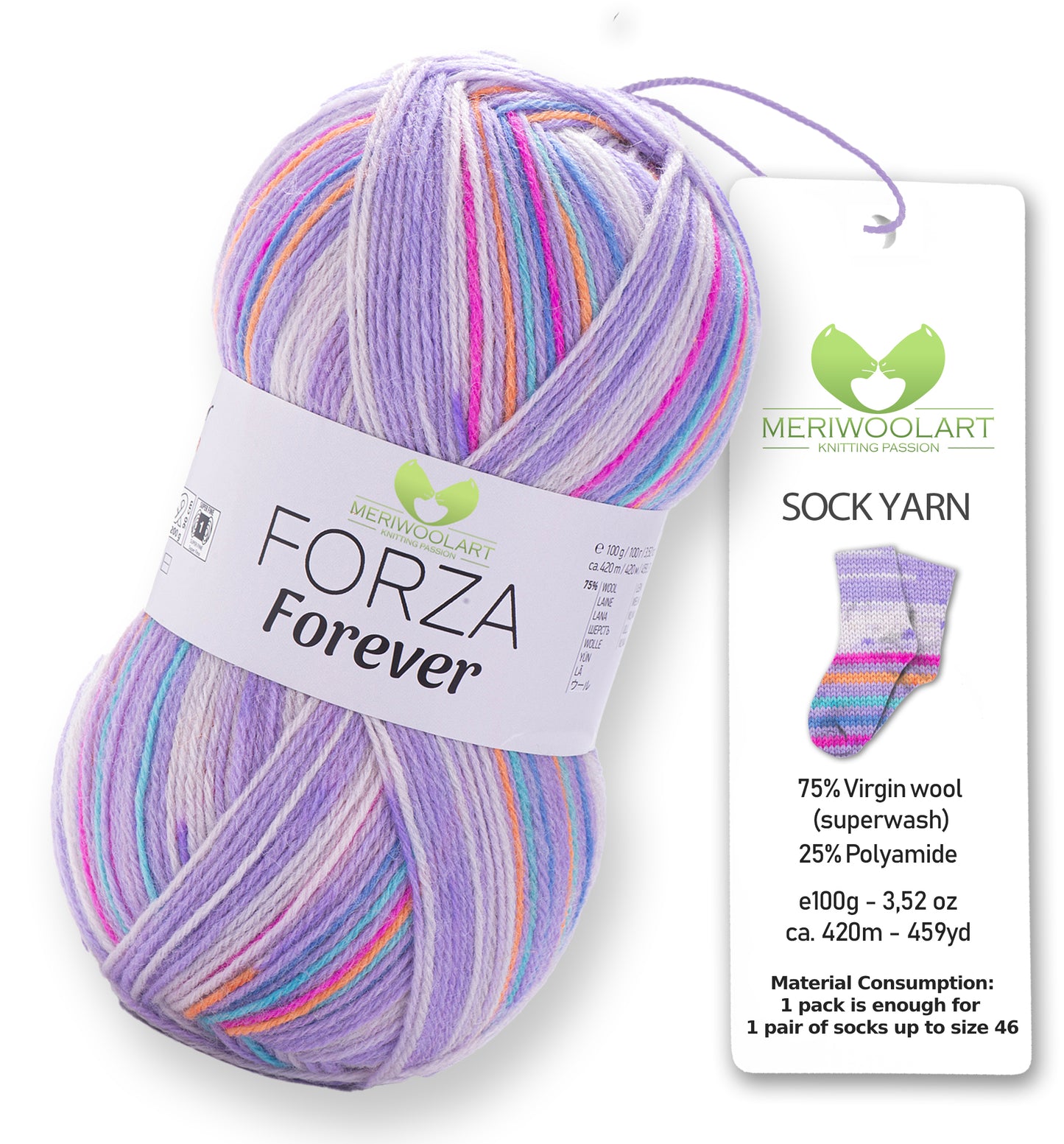 FORZA FOREVER 2712 WOOL SOCK YARN 100g 420
