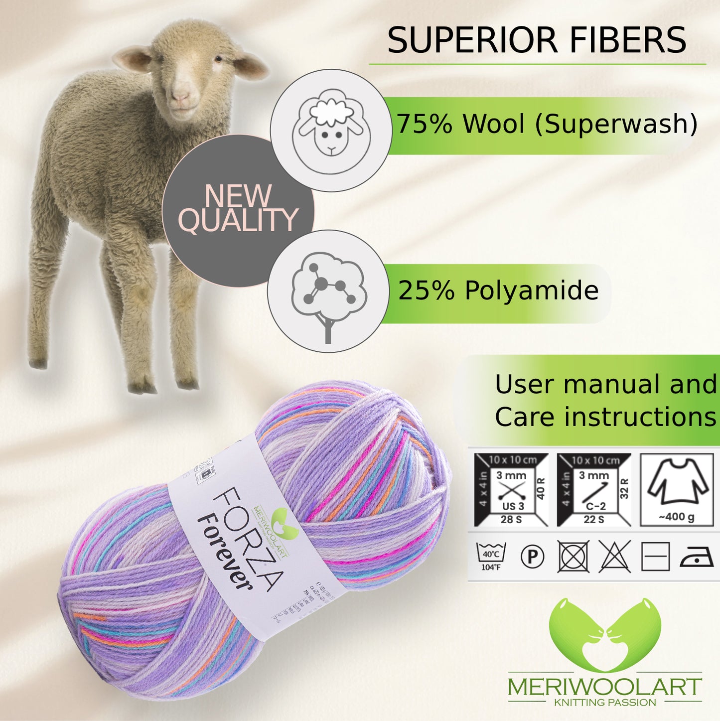 FORZA FOREVER 2712 WOOL SOCK YARN 100g 420