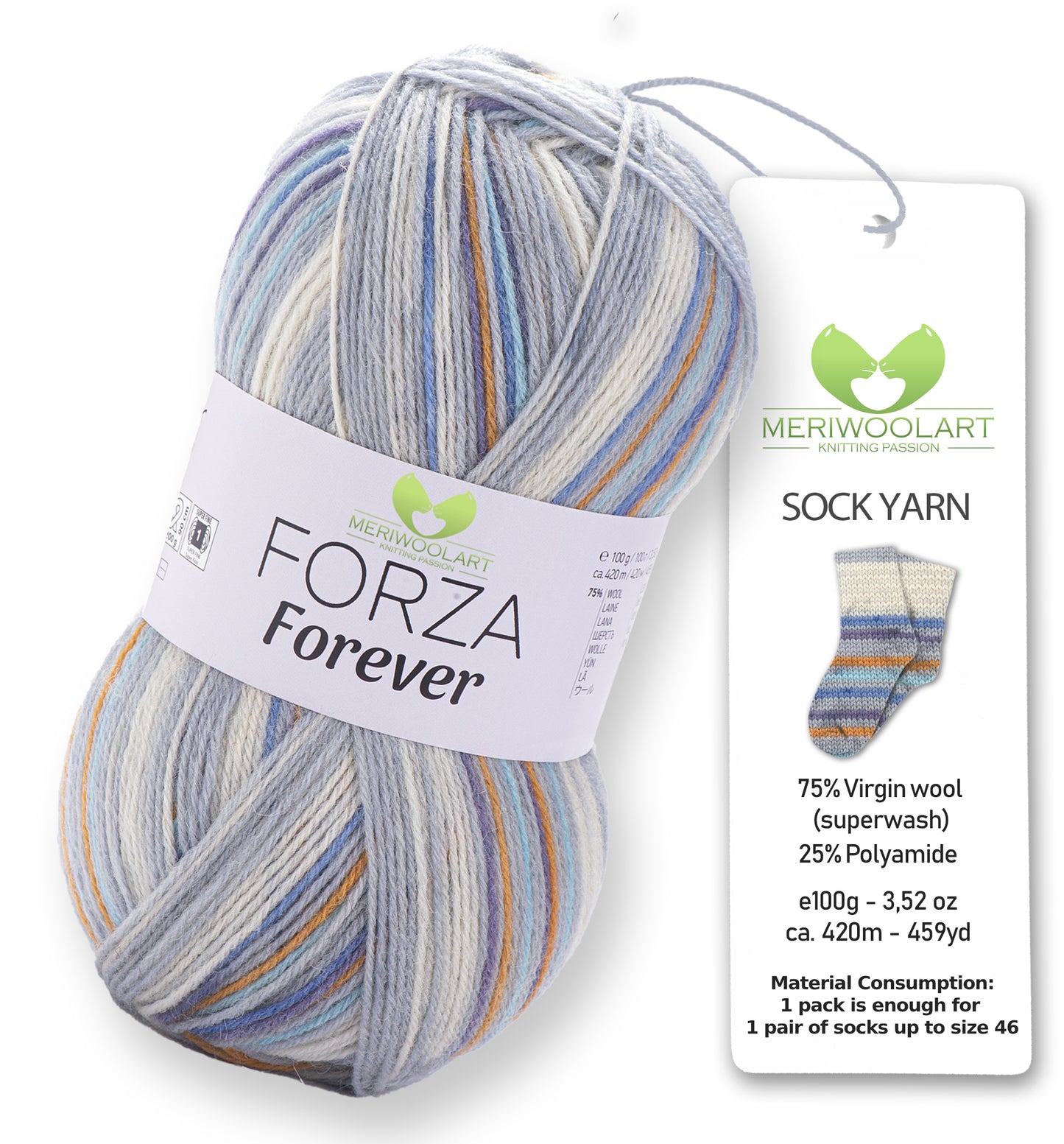 FORZA FOREVER 2713 WOOL SOCK YARN 100g 420