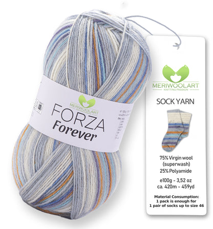 FORZA FOREVER 2713 WOOL SOCK YARN 100g 420