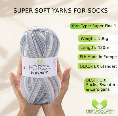 FORZA FOREVER 2713 WOOL SOCK YARN 100g 420