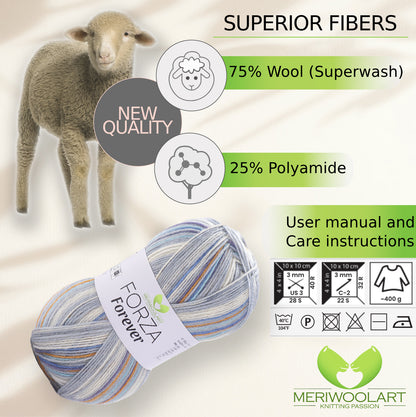 FORZA FOREVER 2713 WOOL SOCK YARN 100g 420