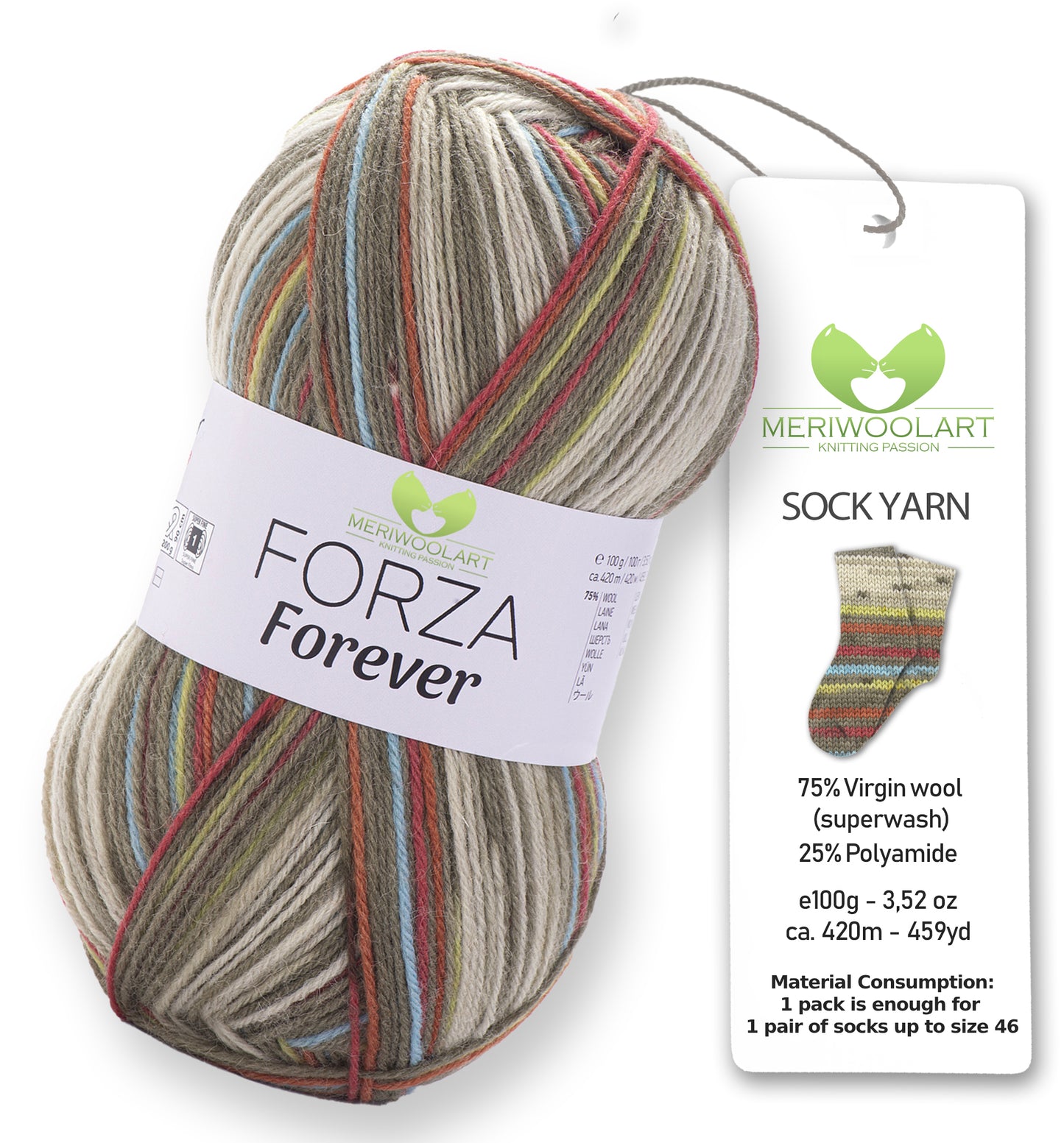 FORZA FOREVER 2714 WOOL SOCK YARN 100g 420