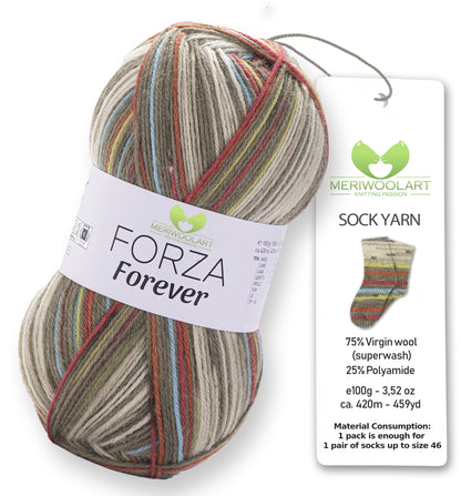 FORZA FOREVER 2714 WOOL SOCK YARN 100g 420