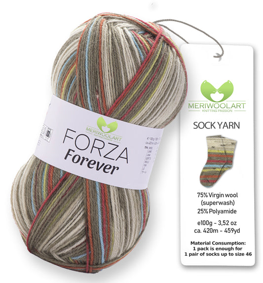 FIL À CHAUSSETTES EN LAINE FORZA 2611 100 g 420