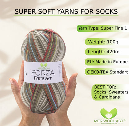 FORZA FOREVER 2714 WOOL SOCK YARN 100g 420