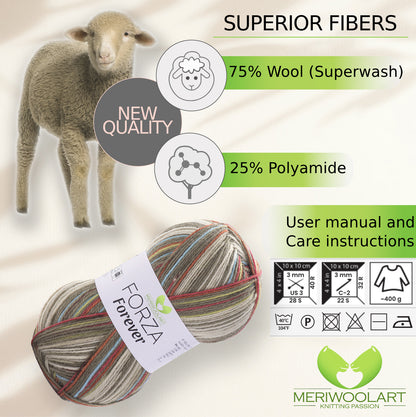FORZA FOREVER 2714 WOOL SOCK YARN 100g 420