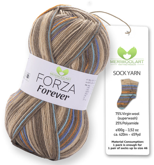 FIL À CHAUSSETTES EN LAINE FORZA 2611 100 g 420