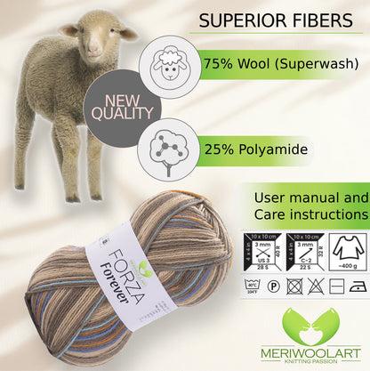 FORZA FOREVER 2715 WOOL SOCK YARN 100g 420