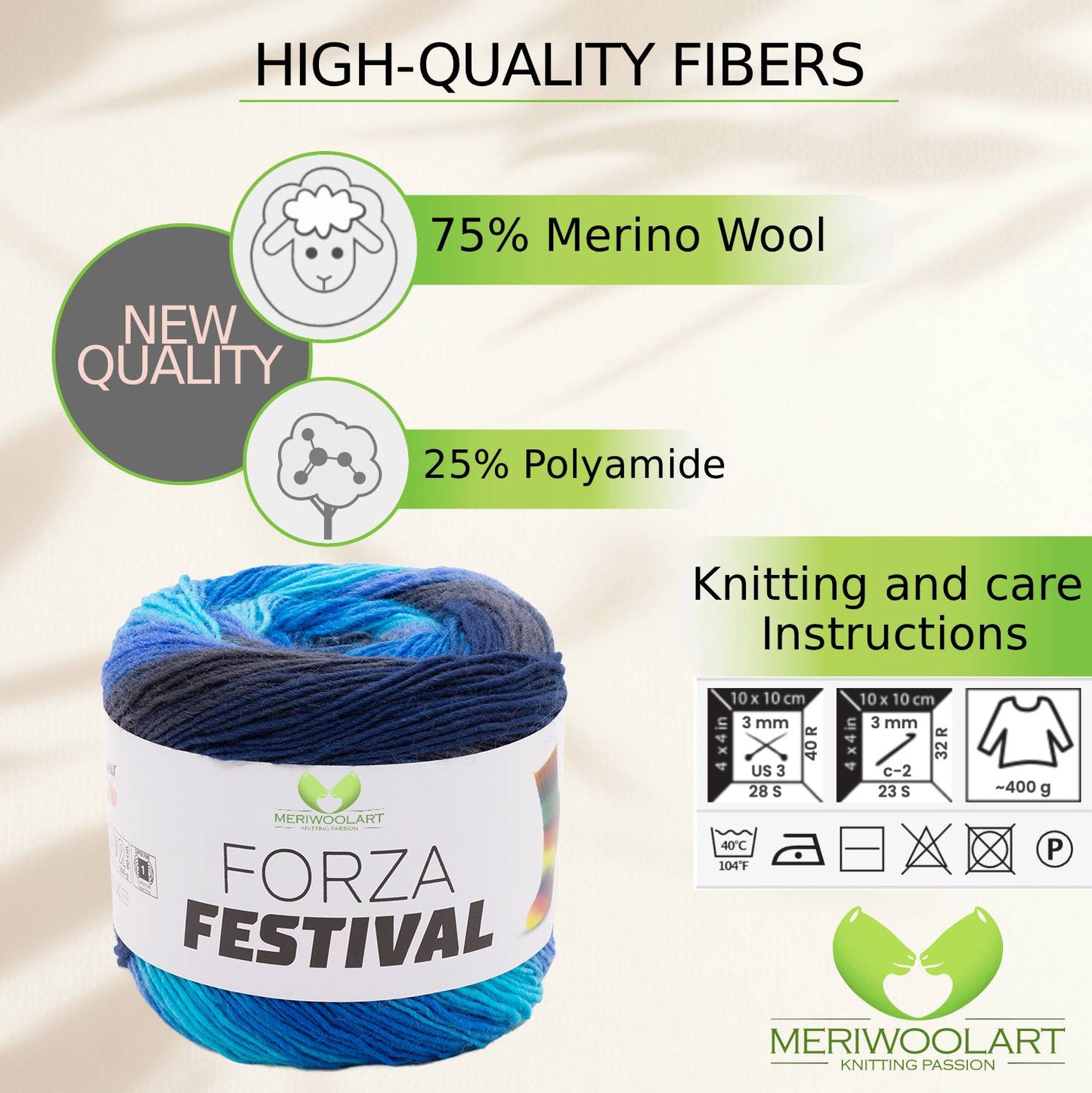 FORZA FESTIVAL 2902 WOOL YARN 100g 420
