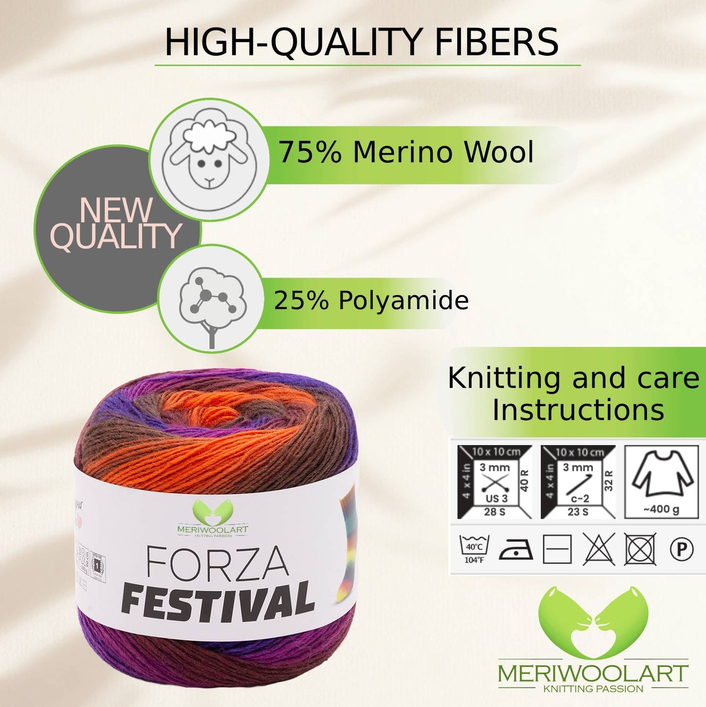 FORZA FESTIVAL 2903 WOOL YARN 100g 420