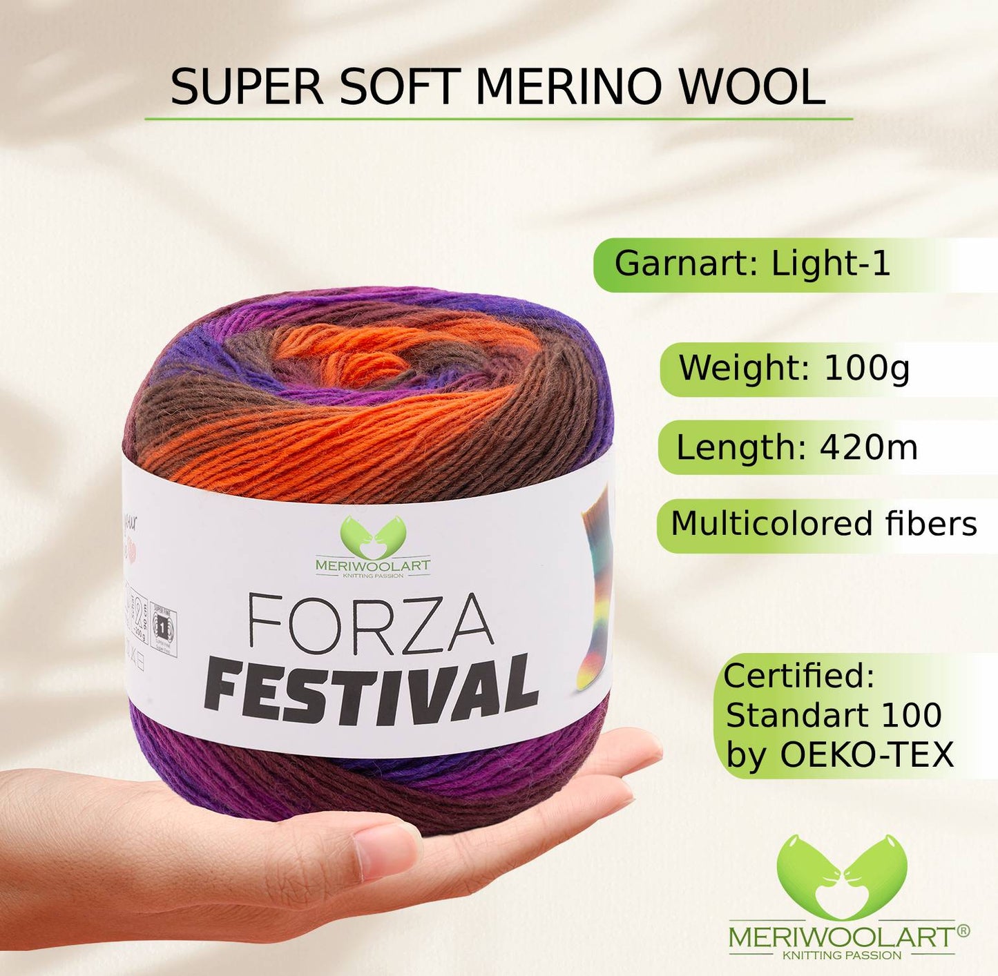 FORZA FESTIVAL 2903 WOOL YARN 100g 420