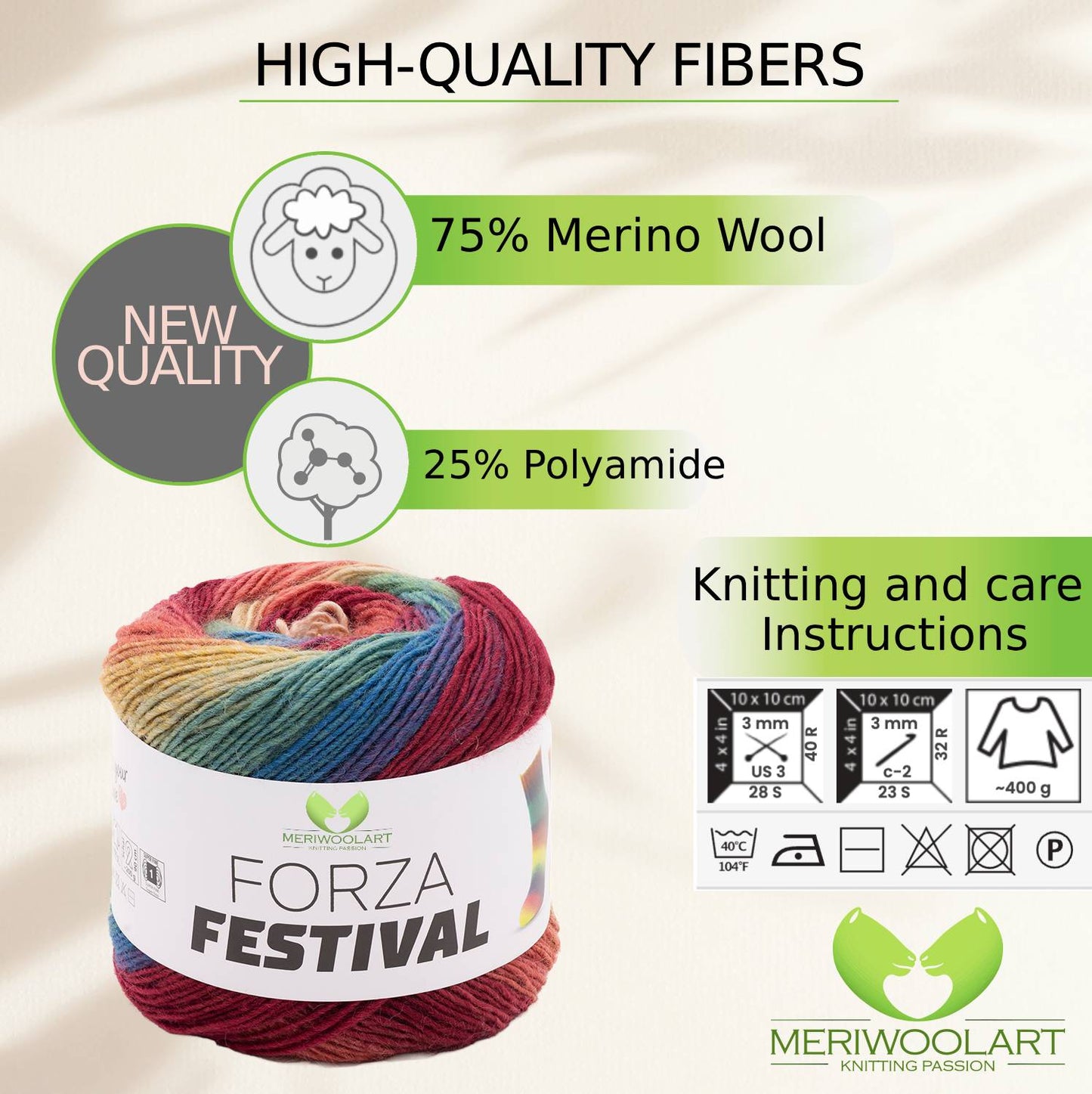 FORZA FESTIVAL 2904 WOOL YARN 100g 420