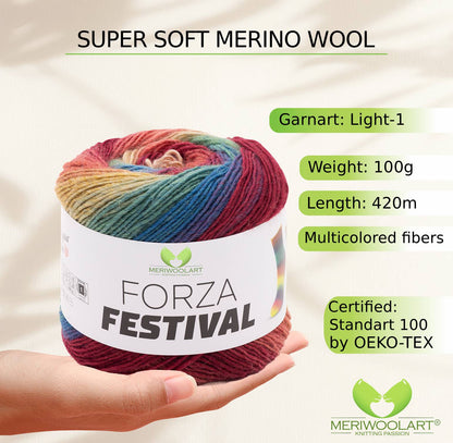 FORZA FESTIVAL 2904 WOOL YARN 100g 420