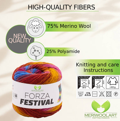 FORZA FESTIVAL 2906 WOOL YARN 100g 420