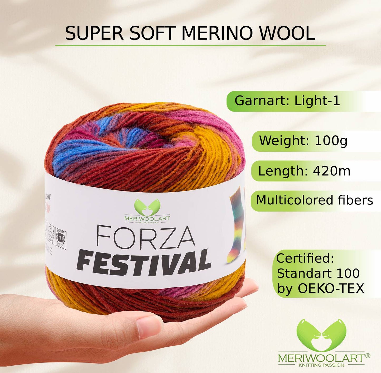 FORZA FESTIVAL 2906 WOOL YARN 100g 420