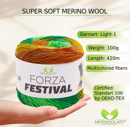 FORZA FESTIVAL 2907 WOOL YARN 100g 420
