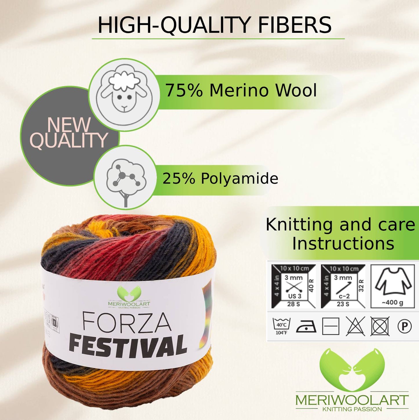 FORZA FESTIVAL 2908 WOOL YARN 100g 420