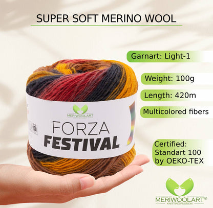 FORZA FESTIVAL 2908 WOOL YARN 100g 420