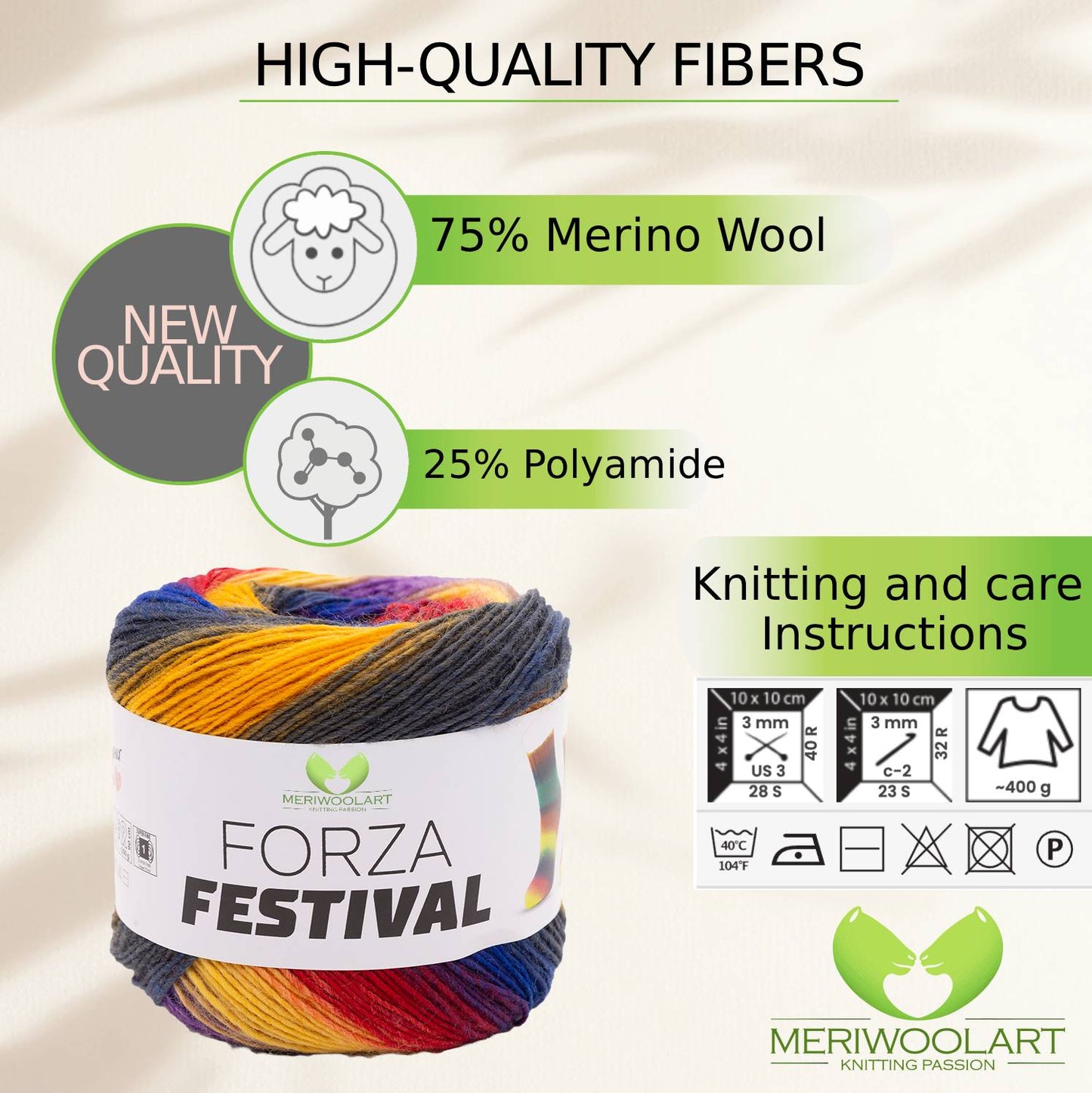 FORZA FESTIVAL 2909 WOOL YARN 100g 420
