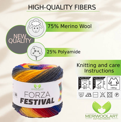 FORZA FESTIVAL 2909 WOOL YARN 100g 420