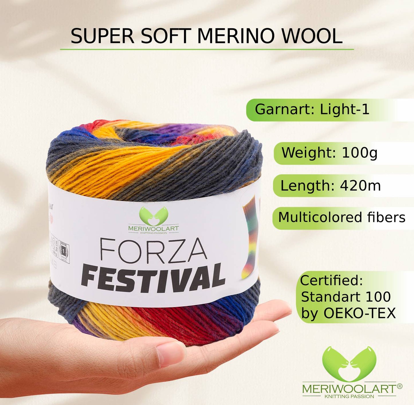 FORZA FESTIVAL 2909 WOOL YARN 100g 420
