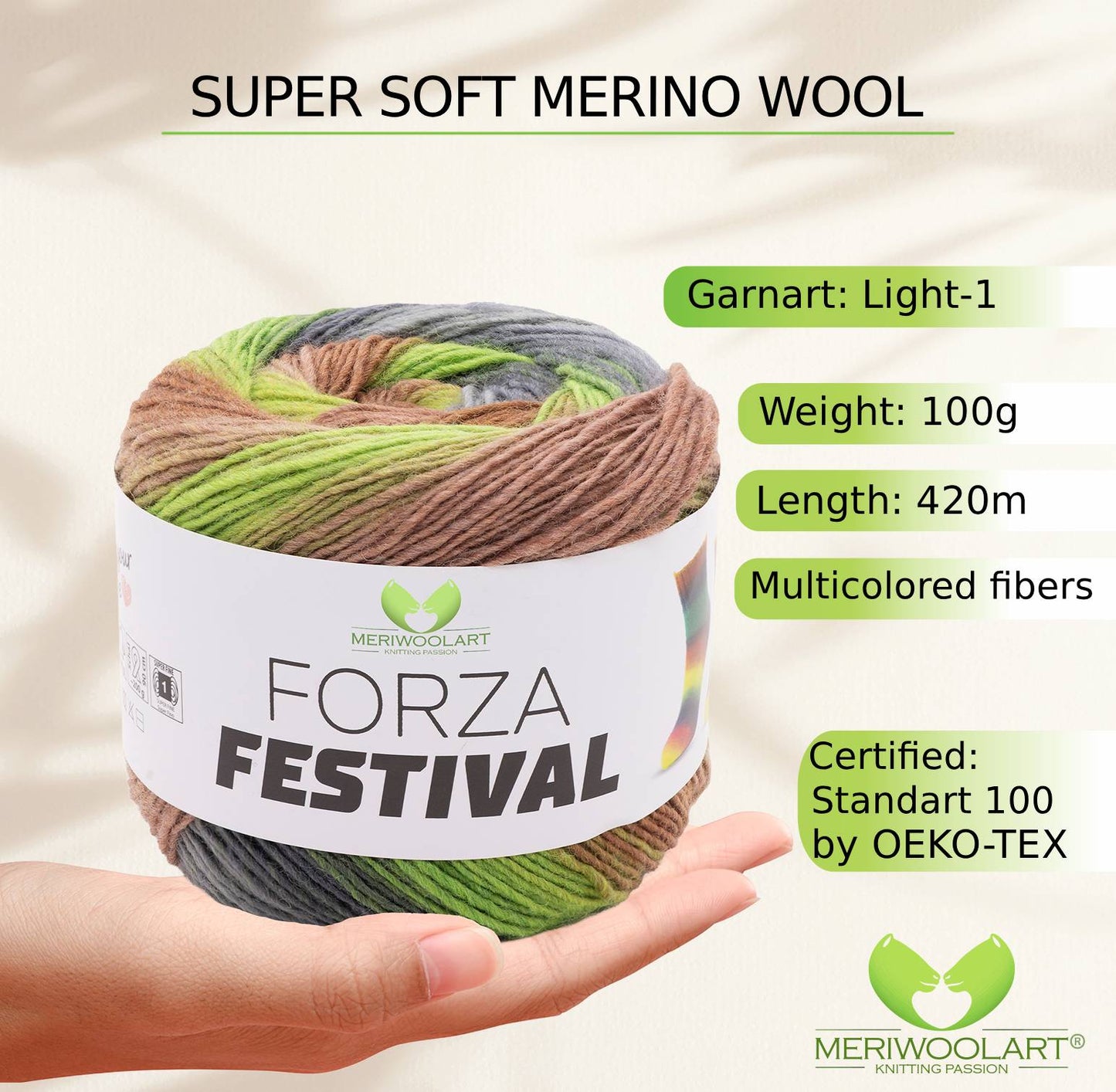 FORZA FESTIVAL 2910 WOOL YARN 100g 420