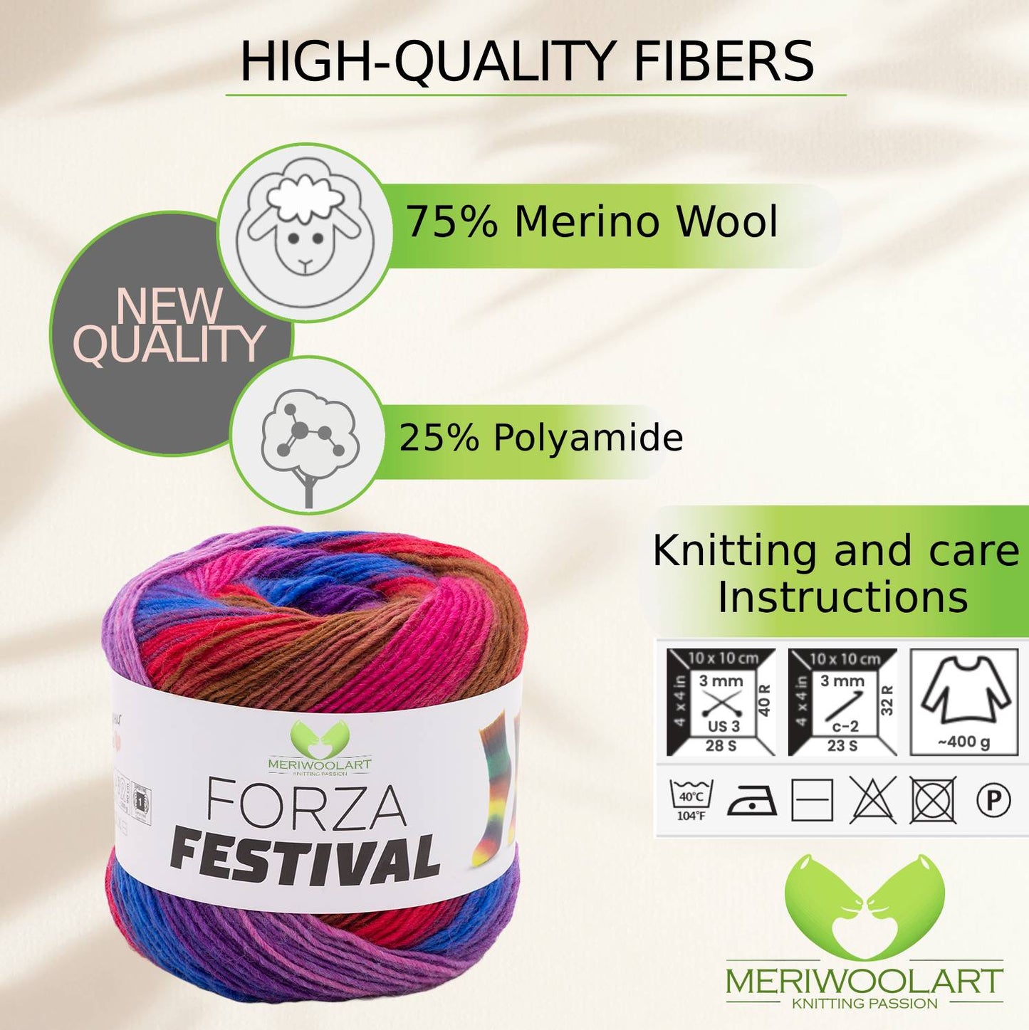 FORZA FESTIVAL 2911 WOOL YARN 100g 420