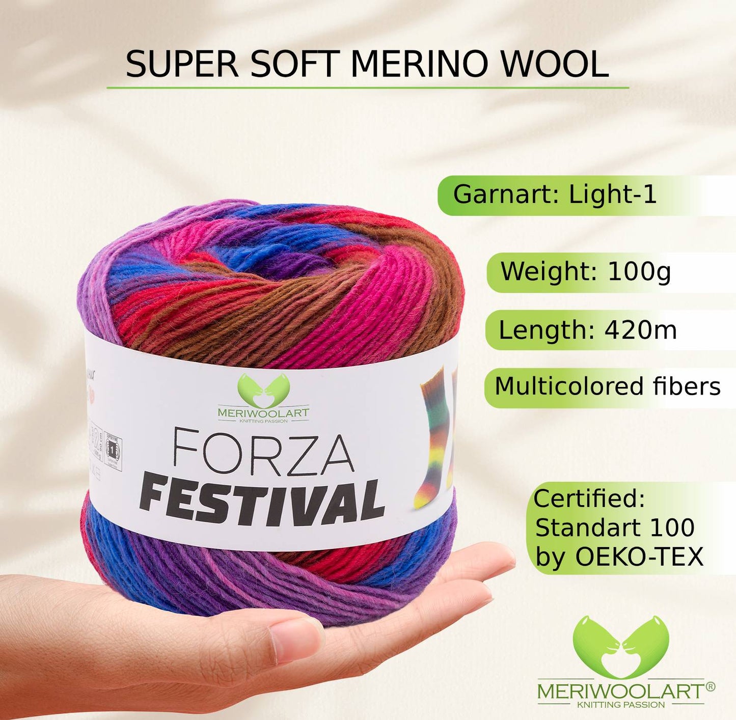 FORZA FESTIVAL 2911 WOOL YARN 100g 420