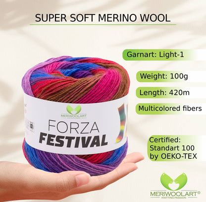 FORZA FESTIVAL 2911 WOOL YARN 100g 420