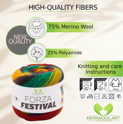 FIL À CHAUSSETTES EN LAINE FORZA 2611 100 g 420