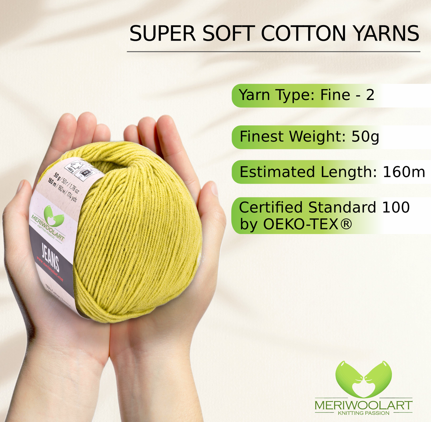 JEANS Olive Green Cotton YARN 50g 160m