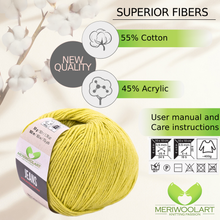 Load image into Gallery viewer, JEANS Olive Green Cotton YARN 50g 160m
