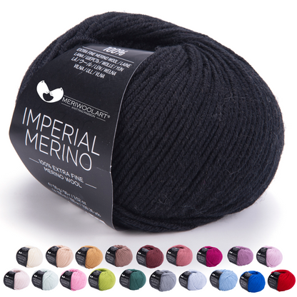 IMPERIAL Black MERINO WOOL YARNS 50g 125m