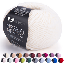 Load image into Gallery viewer, IMPERIAL White MERINO WOOL YARNS 50g 125m
