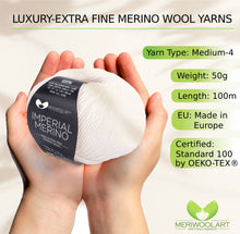 Cargar la imagen en el visor de la Galería, IMPERIAL White MERINO WOOL YARNS 50g 125m
