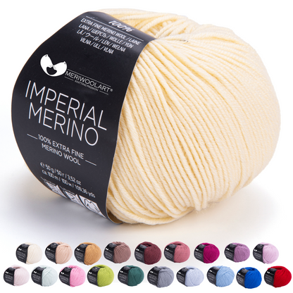 IMPERIAL Cream MERINO WOOL YARNS 50g 125m