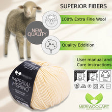 Charger l'image dans la galerie, IMPERIAL Cream MERINO WOOL YARNS 50g 125m
