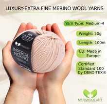 Charger l'image dans Gallery viewer, IMPERIAL Beige MERINO WOOL YARNS 50g 125m
