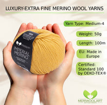 Carica l'immagine nel visualizzatore della galleria, IMPERIAL Light Mustard MERINO WOOL YARNS 50g 125m
