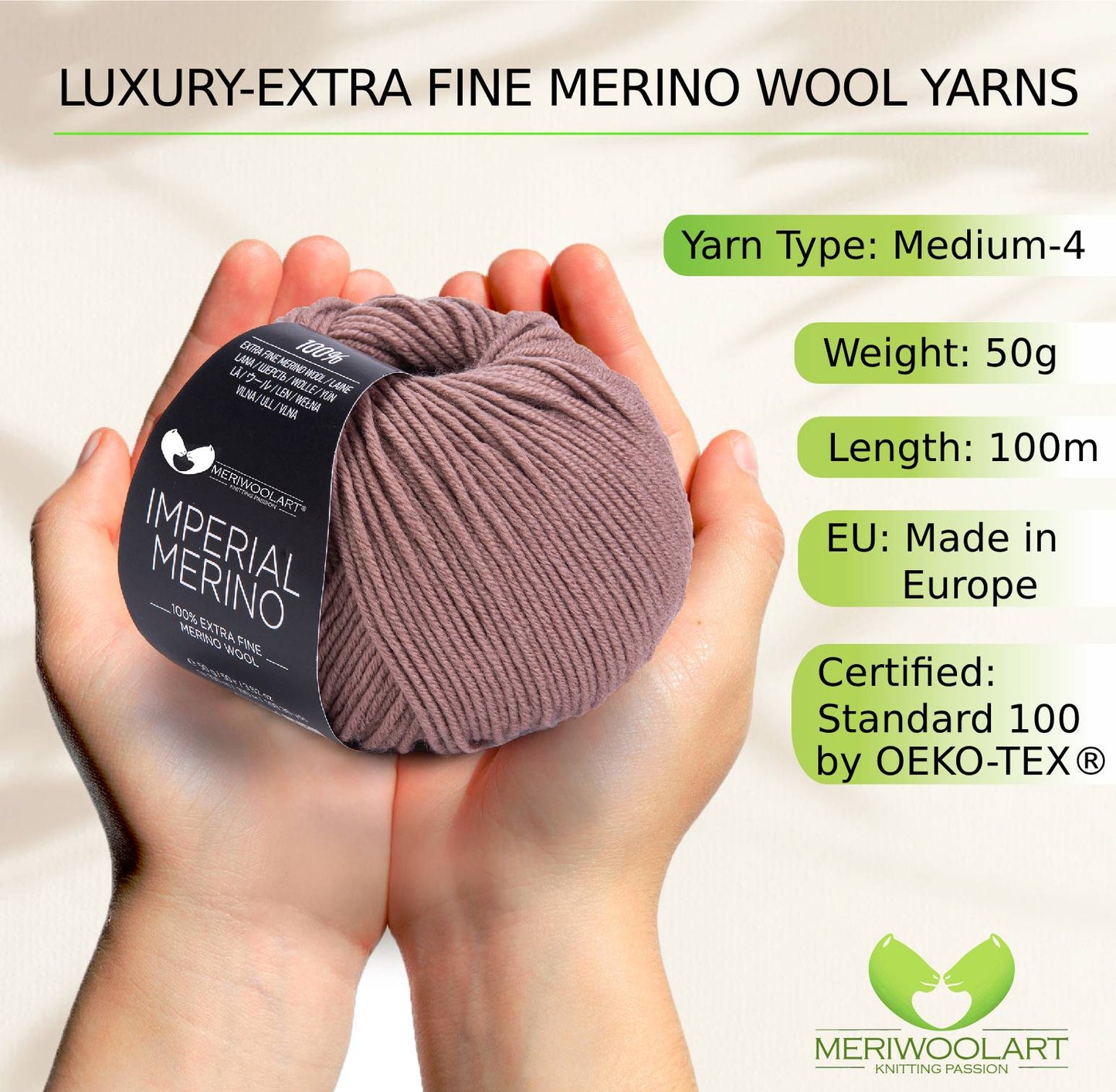 IMPERIAL Coffee Milk MERINO WOOL YARNS 50g 125m